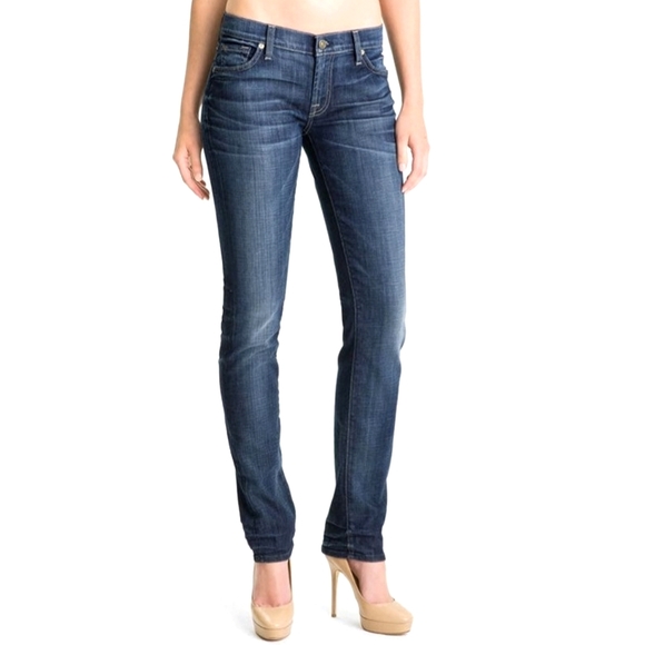 7 For All Mankind Straight Leg Low Rise Dark Wash Sz. 26 EUC - Picture 1 of 16